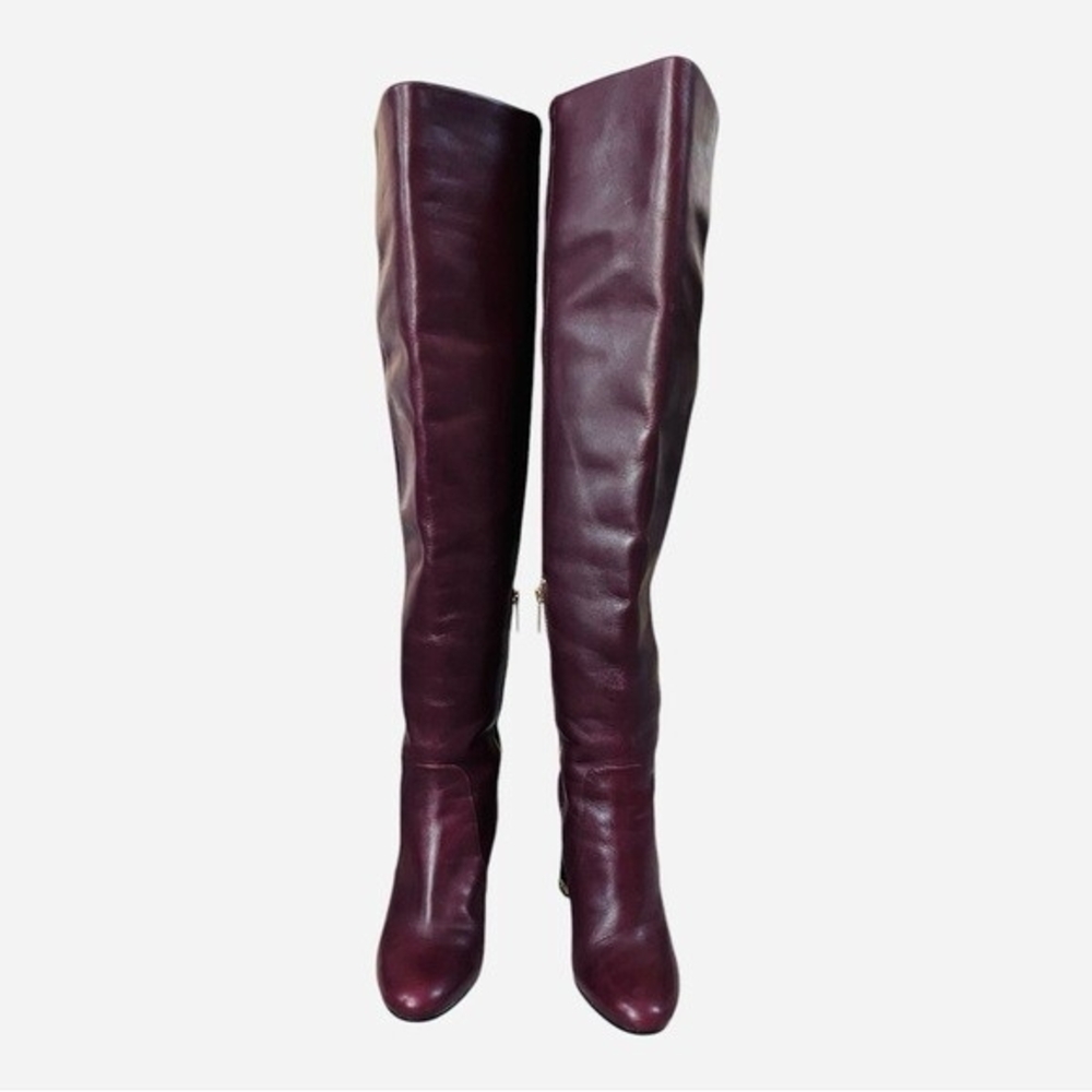 Michael Kors Sabrina Burgundy Leather Over-the-Knee Boots Size 5.5 - Picture 6 of 12